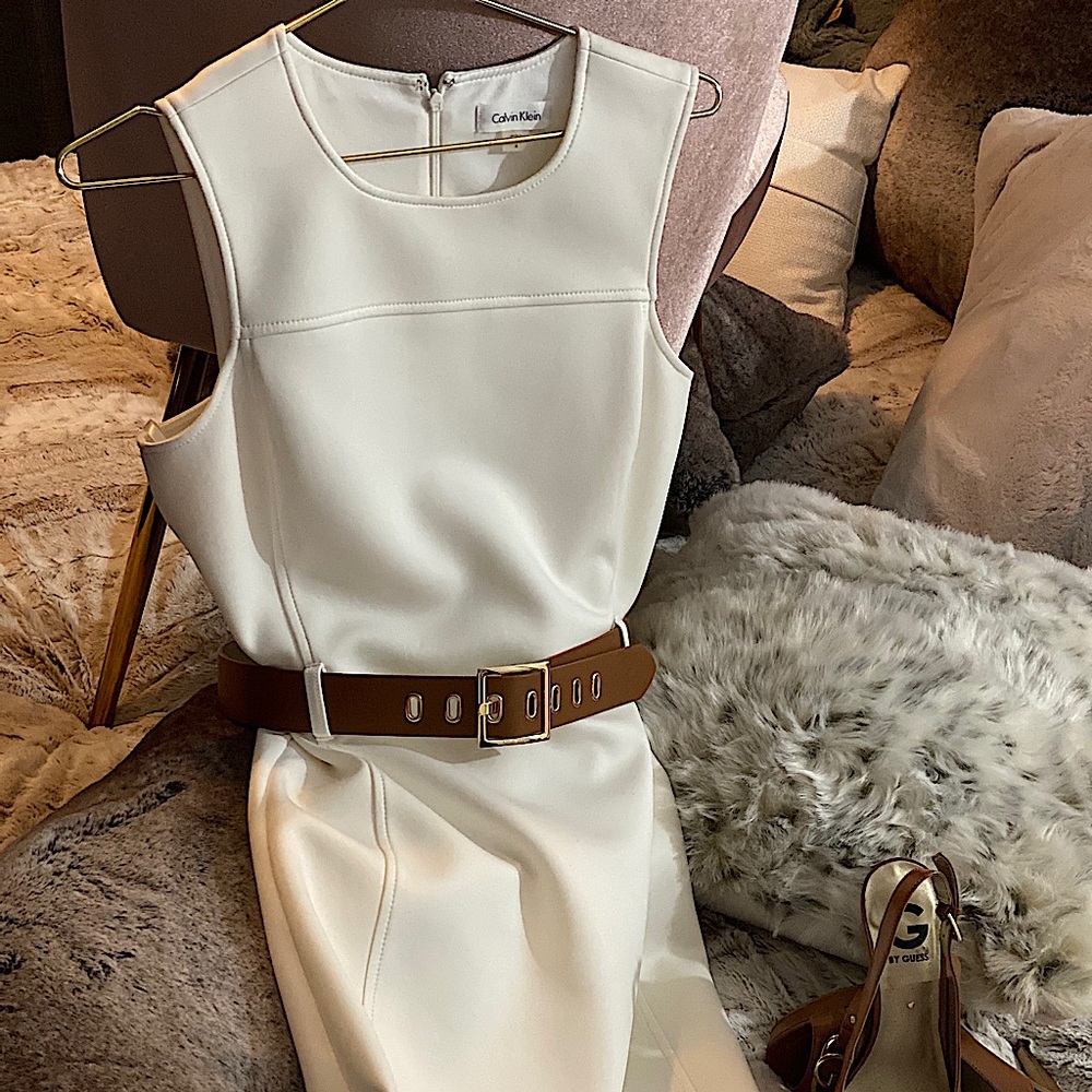 Calvin Klein cream sleeveless dress